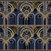 Art Deco Geometric Line Wallpaper Mural | Luxury Blue & Gold Accent Wall - Bedroom & Living Room Décor