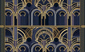 Art Deco Geometric Line Wallpaper Mural | Luxury Blue & Gold Accent Wall - Bedroom & Living Room Décor