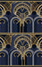Art Deco Geometric Line Wallpaper Mural | Luxury Blue & Gold Accent Wall - Bedroom & Living Room Décor