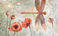 Art hand-painted flower dragonfly wallpaper mural | Poppy flowers, dragonflies