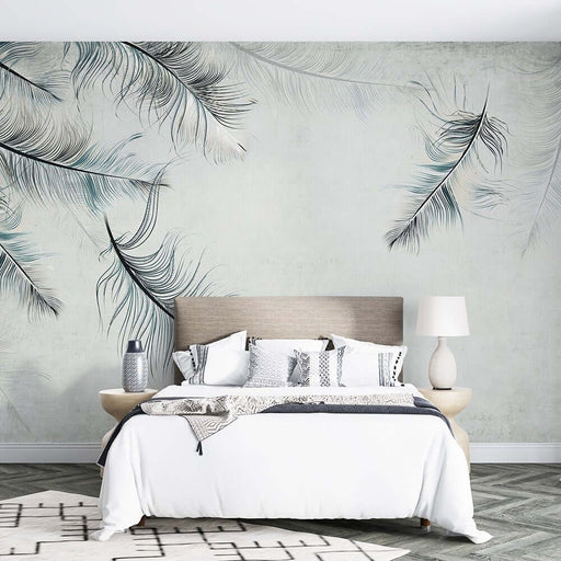 Artistic feather wallpaper mural | Bedroom living room ins style wall decoration