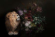 Artistic Lion Flower Wallpaper Mural | Lion+Blooming Flowers
