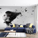 Artistic Portrait Feather Wallpaper Mural | Black and White Tone - Carving wallpaper