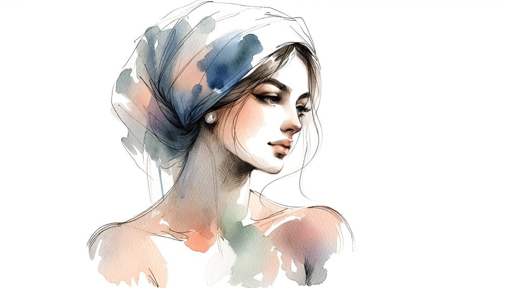 Artistic portrait wallpaper mural | Watercolor style figure - Carving wallpaper