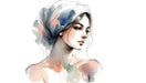 Artistic portrait wallpaper mural | Watercolor style figure - Carving wallpaper