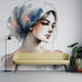 Artistic portrait wallpaper mural | Watercolor style figure - Carving wallpaper