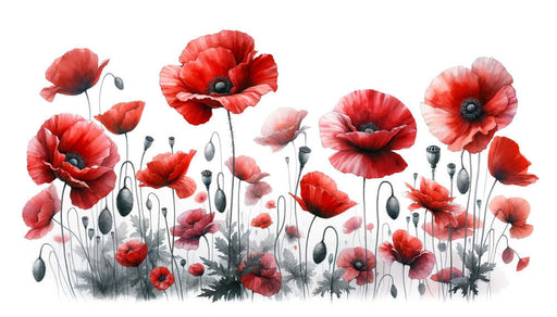 Artistic Red Poppy Wallpaper - Watercolor Floral Design for Living Room & Bedroom