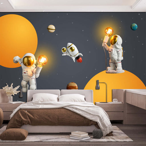 Astronaut Space Lamp Wallpaper Mural | Children's Room Decoration Painting