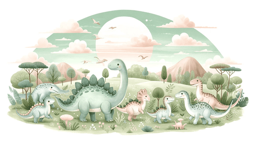 Baby Dinosaur Wallpaper Mural | Cute Green Design - Carving wallpaper