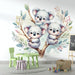 Baby Koala Wallpaper Mural | Watercolor Painting of Three Cute Koala Babies - Carving wallpaper