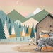 Baby Mountain Wallpaper Mural | Crescent Moon and Forest in the Valley - Carving wallpaper