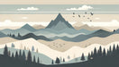 Baby Mountain Wallpaper Mural | Neutral toned Mountain Peaks - Carving wallpaper