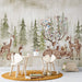 Baby room wallpaper mural | Green fir forest deer and deer - Carving wallpaper