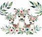 Baby room wallpaper mural | Mother deer with multicolored flowers - Carving wallpaper