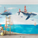Baby room wallpaper mural | Whales and magical ocean - Carving wallpaper