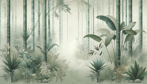 Bamboo forest plant wallpaper mural | Green plant forest - Carving wallpaper