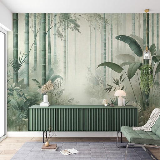 Bamboo forest plant wallpaper mural | Green plant forest - Carving wallpaper