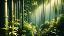 Bamboo Forest Wallpaper Mural | Bamboo Stem and Emerald Leaves - Carving wallpaper