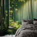 Bamboo Forest Wallpaper Mural | Bamboo Stem and Emerald Leaves - Carving wallpaper