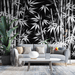 Bamboo forest wallpaper mural | Black background with white bamboo - Carving wallpaper