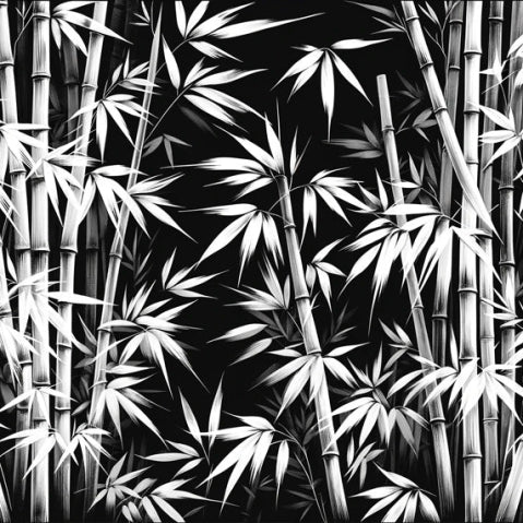 Bamboo forest wallpaper mural | Black background with white bamboo - Carving wallpaper