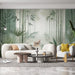 Bamboo Wallpaper Mural | Bamboo Stems and Green Leaves - Carving wallpaper
