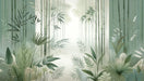 Bamboo Wallpaper Mural | Bamboo Stems and Green Leaves - Carving wallpaper