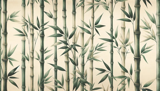 Bamboo wallpaper mural | Emerald bamboo leaves and light green bamboo poles - Carving wallpaper