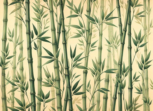 Bamboo Wallpaper Mural | Emerald Bamboo Stems - Carving wallpaper