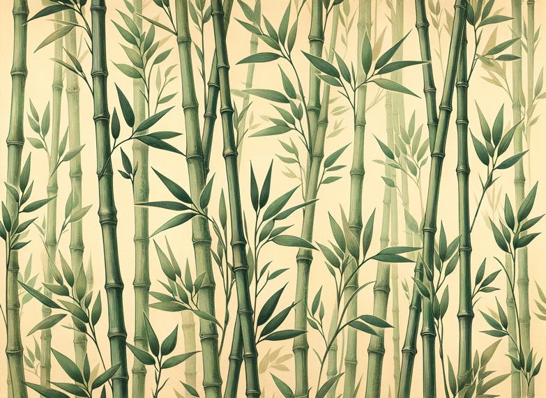Bamboo Wallpaper Mural | Emerald Bamboo Stems - Carving wallpaper