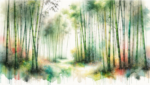 Bamboo wallpaper mural | multi - color watercolor - Carving wallpaper