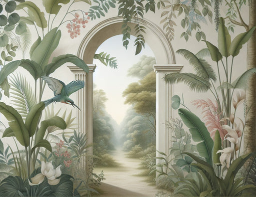 Banana Leaf Wallpaper Mural | Arches in Rainforest - Carving wallpaper