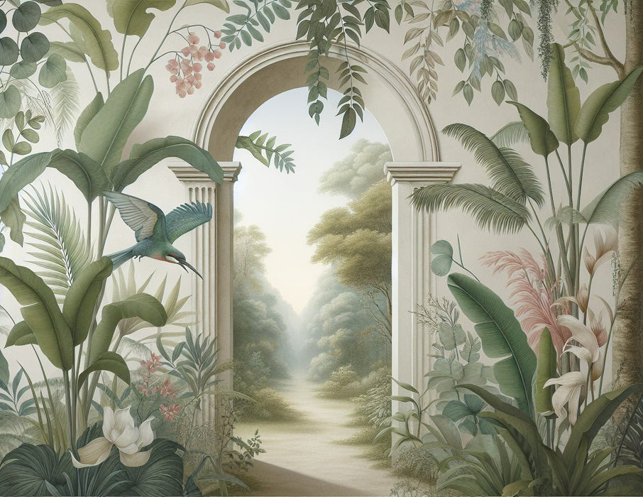 Banana Leaf Wallpaper Mural | Arches in Rainforest - Carving wallpaper