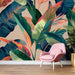 Banana Leaf Wallpaper Mural | Colorful Leaf Clusters - Carving wallpaper