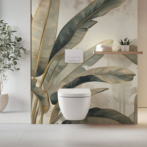 Banana leaf wallpaper mural | Retro green plant style - Carving wallpaper
