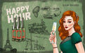 Bar street wall murals | Women with wine glasses match nostalgia - Carving wallpaper