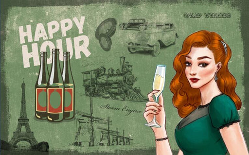 Bar street wall murals | Women with wine glasses match nostalgia - Carving wallpaper