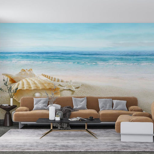 Beach Wallpaper Mural | Seaside Scenery Mural - Carving wallpaper