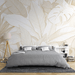 Beige and Bronze Leaf Wallpaper Mural | Panoramic - Carving wallpaper