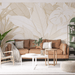 Beige and Bronze Leaf Wallpaper Mural | Panoramic - Carving wallpaper