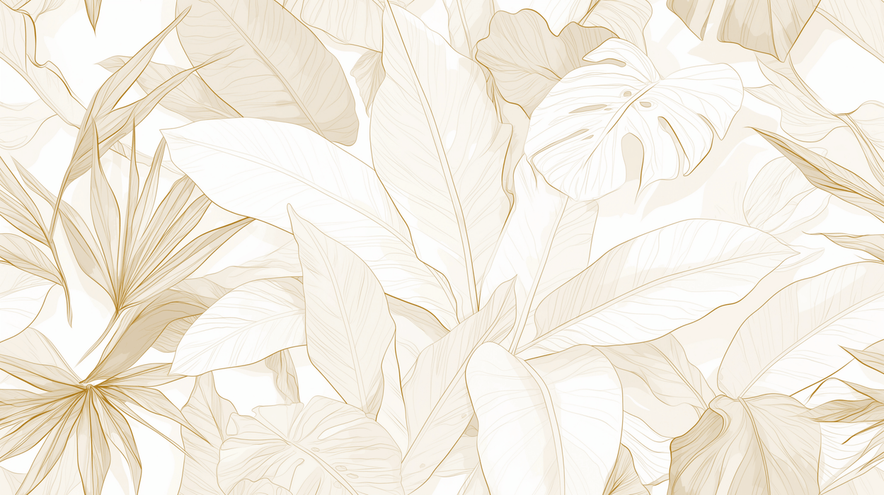 Beige and Bronze Leaf Wallpaper Mural | Panoramic - Carving wallpaper