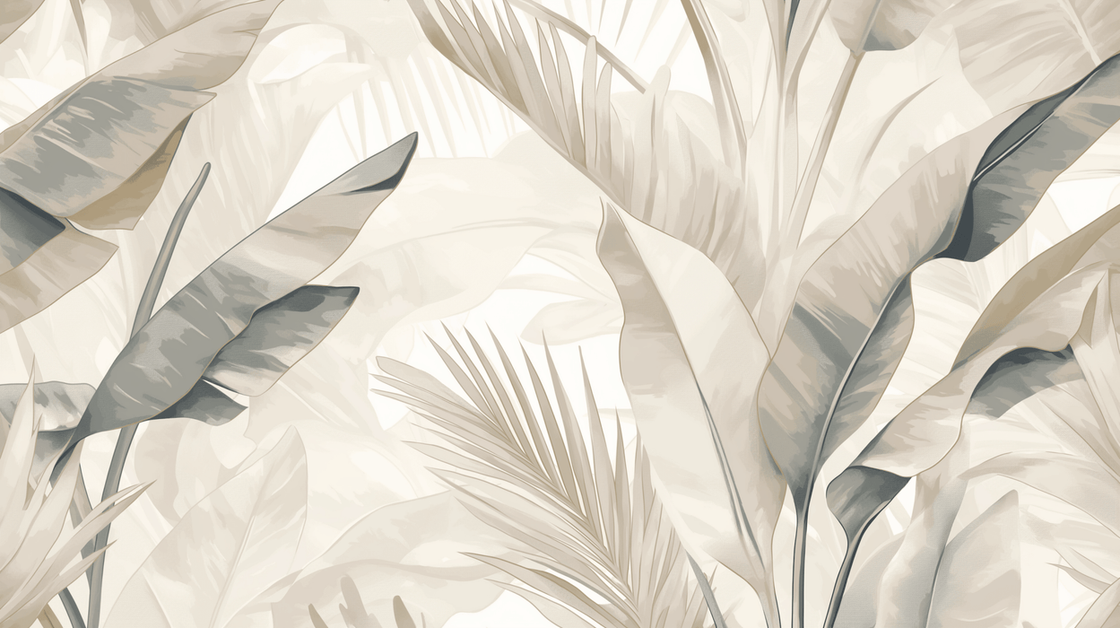 Beige and Green Leaf Wallpaper Mural | Large Leaf - Carving wallpaper