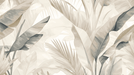 Beige and Green Leaf Wallpaper Mural | Large Leaf - Carving wallpaper
