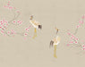 Beige background crane plum wallpaper mural | Chinese elegant, artistic conception is beautiful - Carving wallpaper