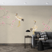 Beige background crane plum wallpaper mural | Chinese elegant, artistic conception is beautiful - Carving wallpaper