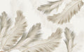 Beige feather wallpaper mural | light feathers natural warm sense of space - Carving wallpaper