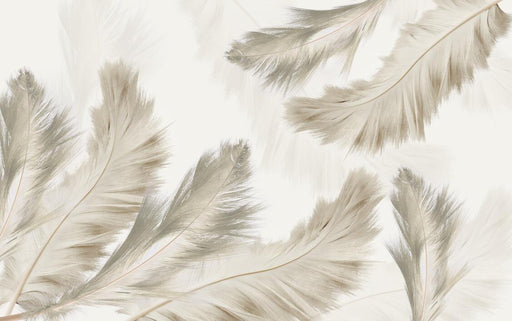 Beige feather wallpaper mural | light feathers natural warm sense of space - Carving wallpaper