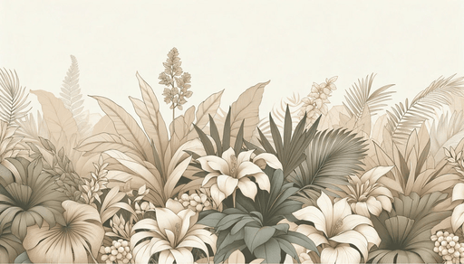 Beige leaf wallpaper featuring beige toned leaves and flowers - Carving wallpaper