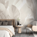 Beige Leaf Wallpaper | Monochrome - Carving wallpaper