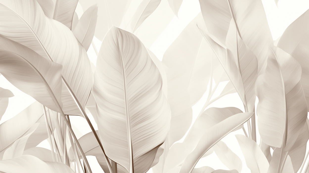 Beige Leaf Wallpaper | Monochrome - Carving wallpaper